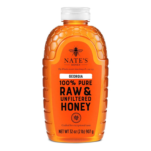 Nate's Georgia 100% Pure, Raw & Unfiltered Honey, 32 oz. Squeeze Bottle