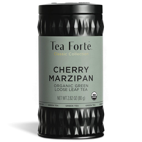 Tea Forte Cherry Marzipan - Premium Organic Loose Leaf Caffeinated Green Tea Blend, Makes 35-50 Cups