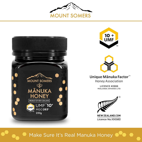 Mount Somers Premium Manuka Honey MGO 263+ / UMF 10+, 100% Pure Non GMO New Zealand Honey, 8.8oz