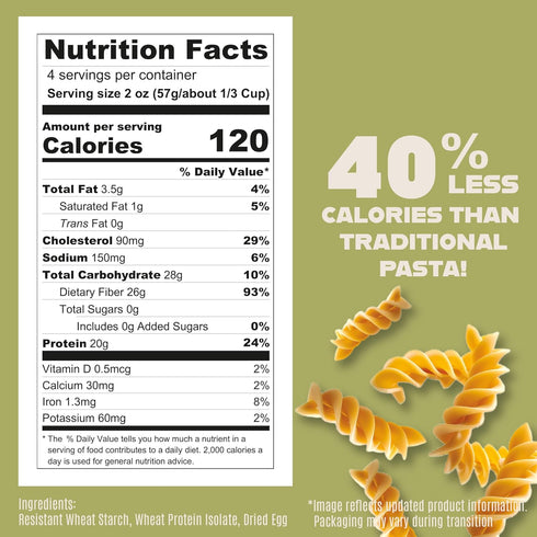 3-Pack (8 oz. 20g 2g 26g Care Free Kitchen Plain Bags) Rotini Keto Pasta Noodles, High Protein, Low Carb Net Carbs