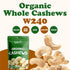 2 W-240, Food to Live Organic Cashews, Pounds Whole, Size Unsalted, Non-GMO, Kosher, Raw, Vegan, Bulk
