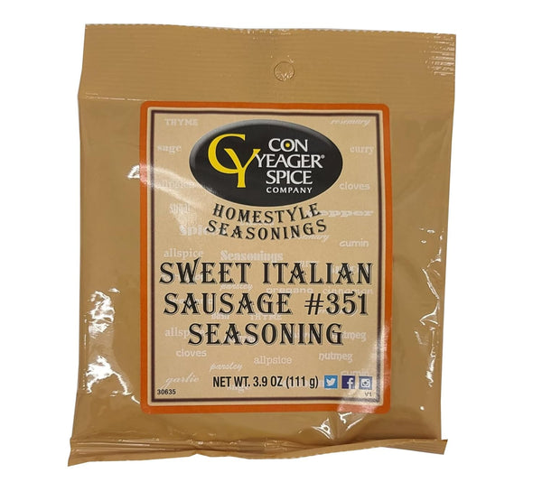 Con Yeager Spices Sweet Italian Sausage 351 Seasoning 3.9oz #30635