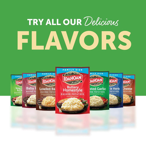 100% 8 8 (Pack 8) Idahoan Sour Cream & Chives Mashed Potatoes, Naturally Gluten-Free, Real Idaho Potatoes, servings per