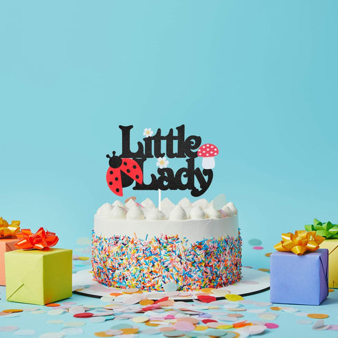 Little Lady Ladybug Theme Cake Topper - Birthday, Garden Theme Baby Shower Gender Reveal Party Decoration