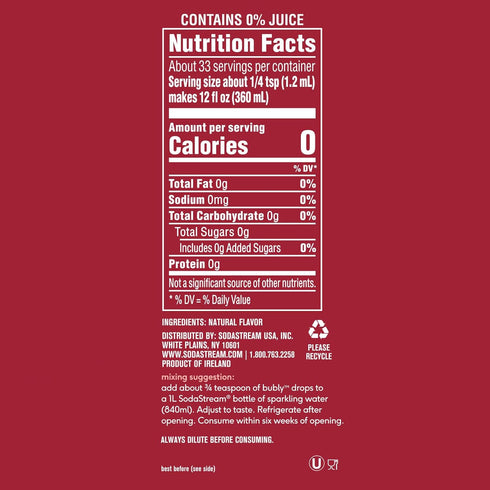 Pack, Pack 6 8 Oz SodaStream - Bubly Fruit Drops for Sparkling Water | Natural Fruit Flavor | Zero Calories, No