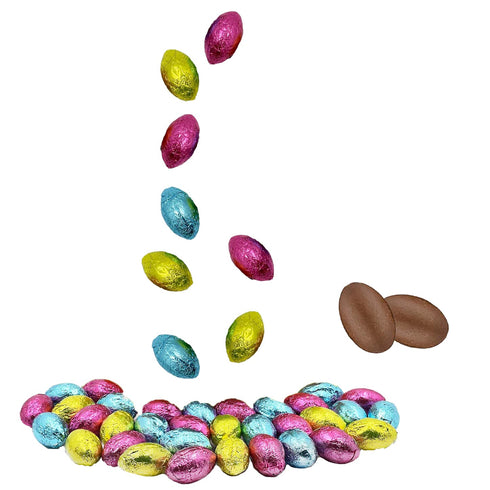 The Dreidel Company Easter Chocolate Eggs, Half-Pound Multicolored Foil Wrapped Milk Chocolate In Easter Egg Box, Party