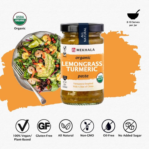 3-Pack (3x3.5oz) Mekhala Organic Gluten Free Curry Paste Value (Lemongrass Turmeric)