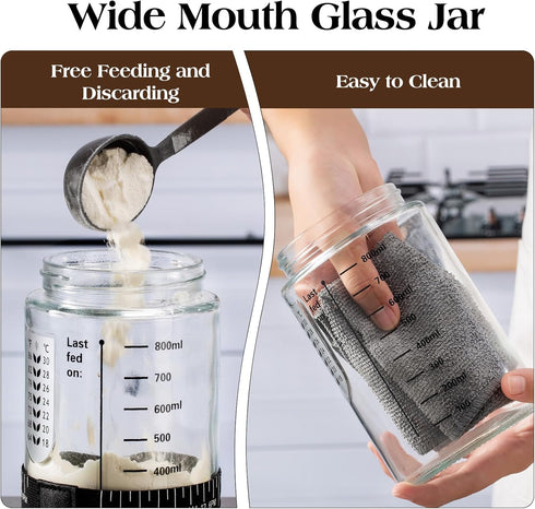 Kit,34oz (2 pack) Sourdough Starter Sourdough Starter Jar Glass with Sourdough Recipes Cookbook.Sourdough Bread Baking