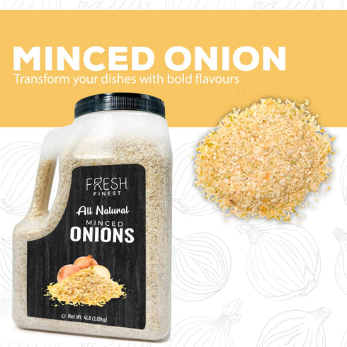 4 lb. 4 LB (1.81kg) Fresh Finest Minced Onions Bulk Dehydrated Onions, Kosher Certified, Non-GM Best for Vegetables