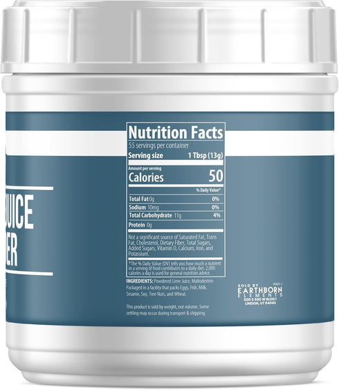 1.6 lb, Earthborn Elements Lime Juice Powder Pure & Natural, Delicious Sour Flavor