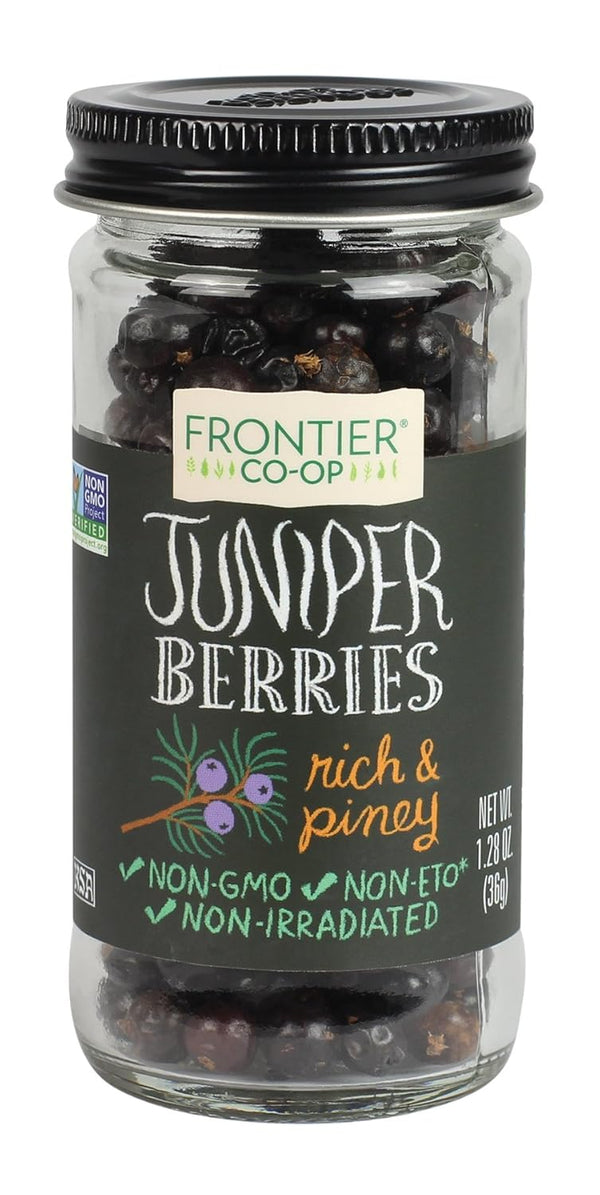 Frontier Co-op Whole Juniper Berries, 1.28 Ounce Bottle, Rich and Piney for