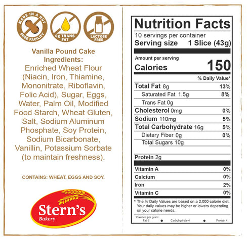 15 oz (2 pack) Pound Cake | Vanilla Cake | Sponge Cake | Moist & Delicious | Light & Fluffy | Dairy & Nut Free | Sterns