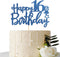 Royal Blue Glitter Happy 16th Birthday Cake Topper, Cheers to 16 Years Party Supplies, 16th Birthday Decorations