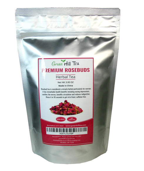 Greenhilltea Premium Dried Rose Buds, 3 OZ, Natural Healthy Herbal Tea, Fragrant Loose Leaf