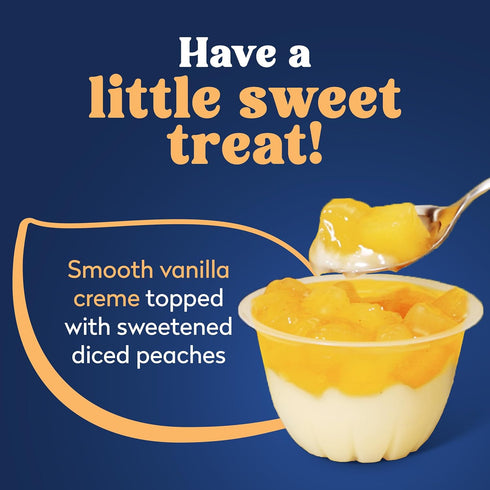 4.3oz 24 Dole Fruit Bowls Low Fat Peaches & Creme Parfait Snacks, Total Cups, Gluten & Dairy Free, Bulk Lunch Snacks