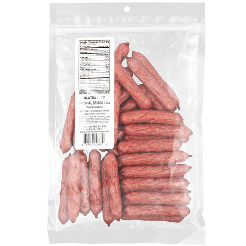 12 oz IOWA SMOKEHOUSE Snack Sticks, Original - Smokey Snack Stick - Gluten Free - Resealable Bag & Ready to Eat, Made
