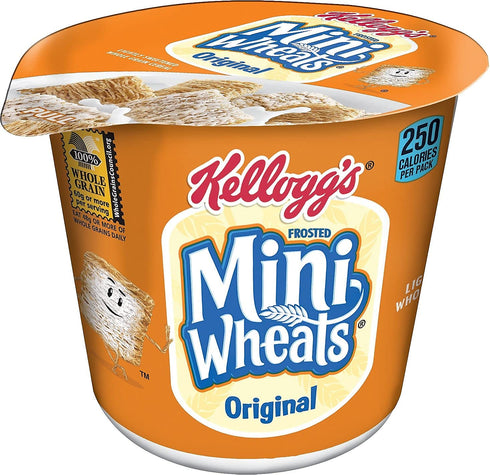 6 Kellogg's Breakfast Cereal, Frosted Mini Wheats, Single-Serve, Cups/Box
