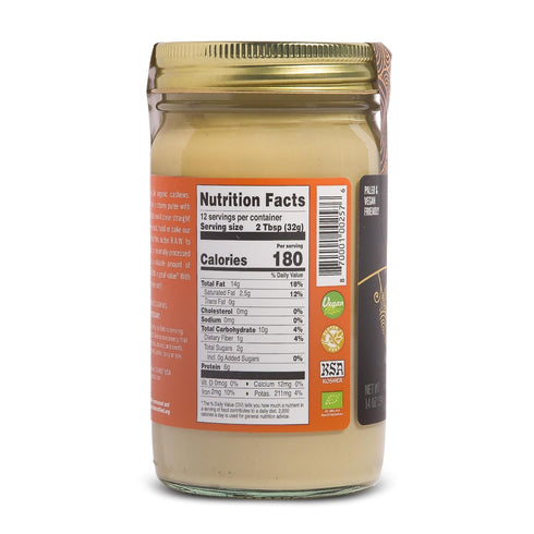 14oz Artisana Organics Raw Cashew Butter - No Sugar Added, Vegan and Paleo Friendly, Non GMO, Jar
