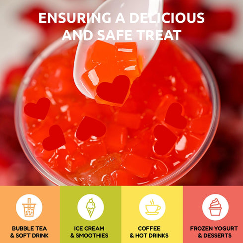 400g(Pack 1) Fanale Coconut Jelly Topping nata de coco for Bubble Tea | Strawberry Heart Jelly Topping for Boba Tea