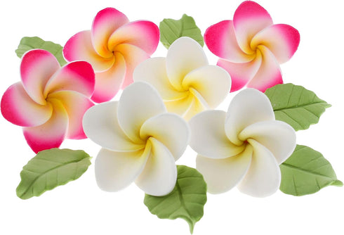 Global Sugar Art Tropical Frangipani Plumeria Edible Sugar Flower Blossoms, Wedding Cake