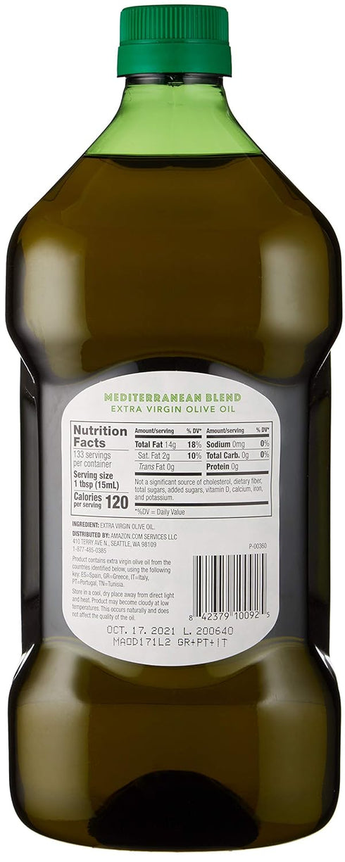 Amazon Fresh 68 Oz (2L) AmazonFresh Mediterranean Extra Virgin Olive Oil, Fl