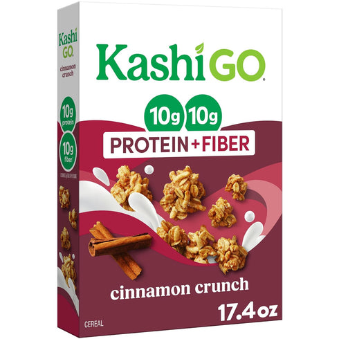 Kashi GO Protein Cereal, 10g Protein, 10g Fiber, Cinnamon Crunch, 17.4oz Box
