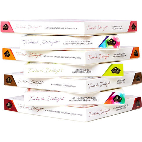 Cerez Pazari Turkish Delight with Rose, Orange and Lemon Mix Flavours 8.1 Oz - Vegan Candy Dessert Gift Box, Approx.