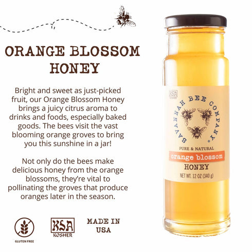 (12.00 (Pack 1), Savannah Bee Company Honey - Pure, Natural, Organic Raw Honey Ounce of Orange Blossom)