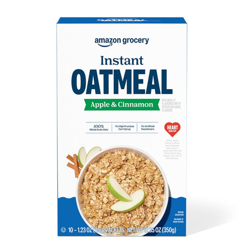 Amazon Grocery, Apple & Cinnamon Instant Oatmeal, 1.23 Oz, 10 Ct