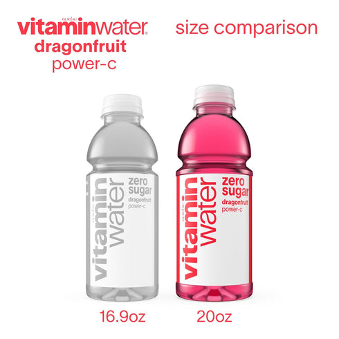 20 oz (Pack 12) vitaminwater zero sugar power-c, electrolyte enhanced water w/vitamins, dragonfruit drinks, fl
