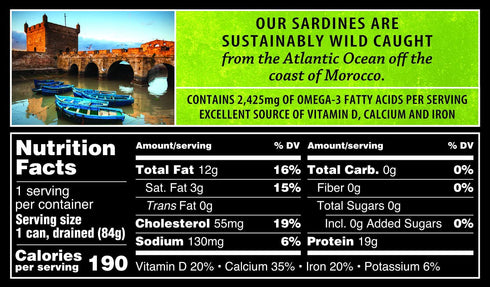 4.25-Ounce (Pack 12) Crown Prince Sardines with Green Chilies, Cans