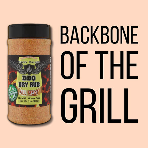 3 Pack (11 oz. Croix Valley All Meat BBQ Dry Rub Plastic Shaker) Balanced Savory Blend for Any Protein Gluten-Free, No