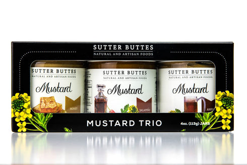 Sutter Buttes Gourmet Mustard Trio Gift Box - Honey, Jalapeno Whiskey & Amber Beer
