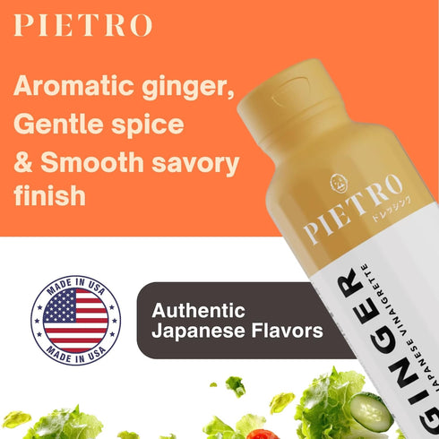 6 Pack Pietro Japanese Ginger Dressing, Marinade & Vinaigrette No MSG, Gluten Free Asian Salad Dressing for Vegetables