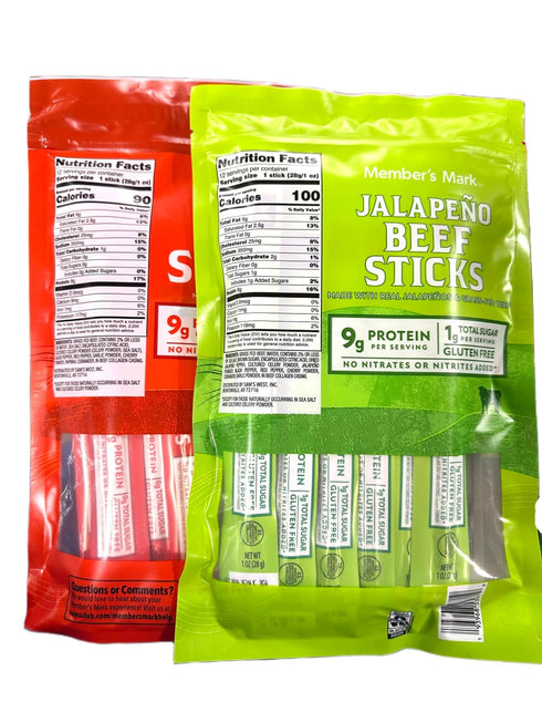 Generic 1oz (24 Count) (12x 12x Member's M Grass Fed Beef Sticks Combo Original + Jalapeno)