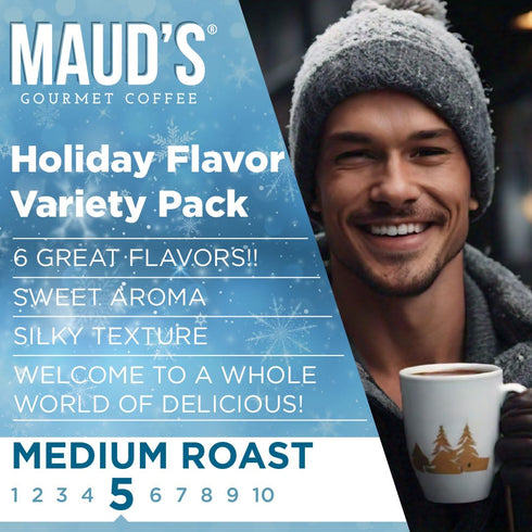 Pack, 42 6 100% Maud's Holiday Blend Coffee Pods Variety ct, Assorted Flavors, Medium Roast Coffee in Single Serve Pods