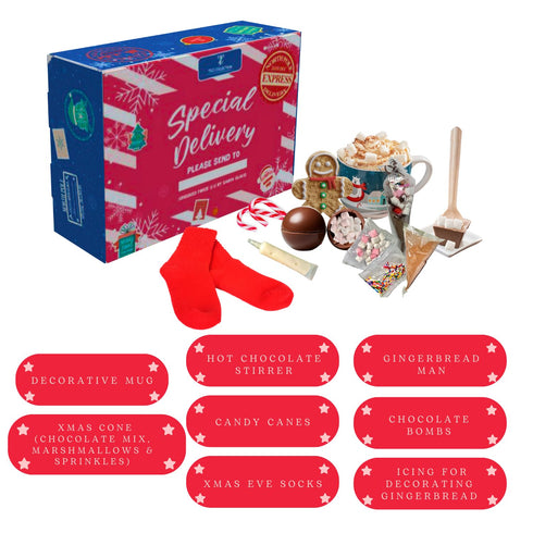 TILZ COLLECTION Sets Hot Chocolate Gift - Hot Chocolate Kit Gifts For Kids, Marshmallows, Mug, Socks, Sprinkles,Hot