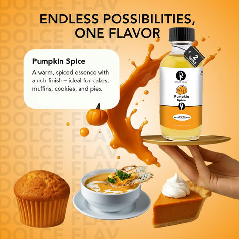 8 Dolce Flav Natural Pumpkin Spice Extract Ounce Oil-Soluble Kosher, Sugar-Free, Concentrated Warm Pumpkin Spice