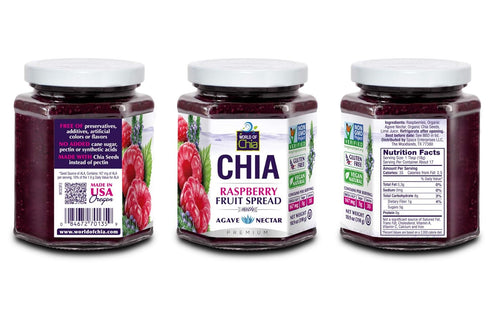Pack 3, World of Chia Premium Chia Seeds Jam Variety - Strawberry, Raspberry & Blackberry Jams and Preserves - All