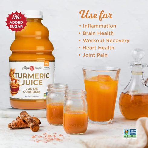 99% 32 oz (Pack 1) Pure Organic Turmeric Juice by The Ginger People Digestive Health, Premium Quality, Fl Bottle