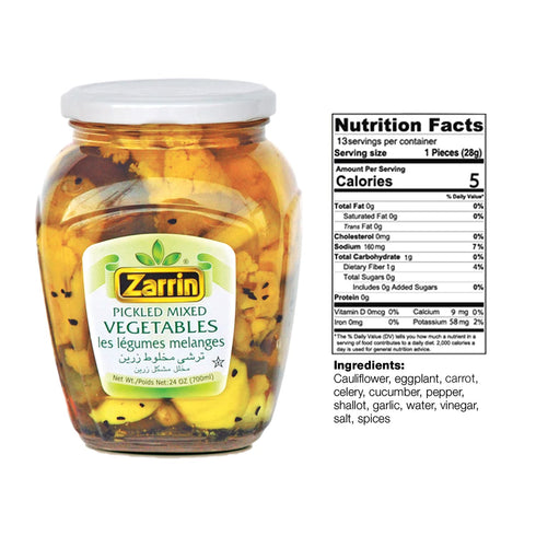 700 ml 24 Oz Zarrin - Pickled Mixed Vegetables, /