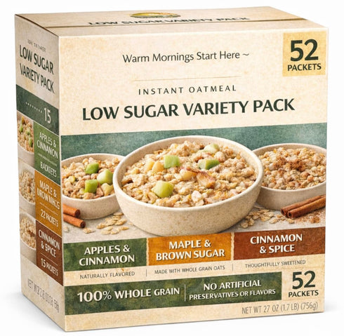 Generic Pack, 52 Packets, Instant Oatmeal Variety Apples & Cinnamon, Maple & Brown Sugar & Cinnamon & Spice, Whole