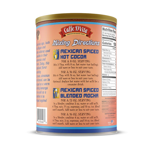 3 Lb Caffe D'Vita Mexican Spiced Ground Chocolate - Mexican Chocolate Drink, Spiced Coffee, Gluten Free, Low Fat, No