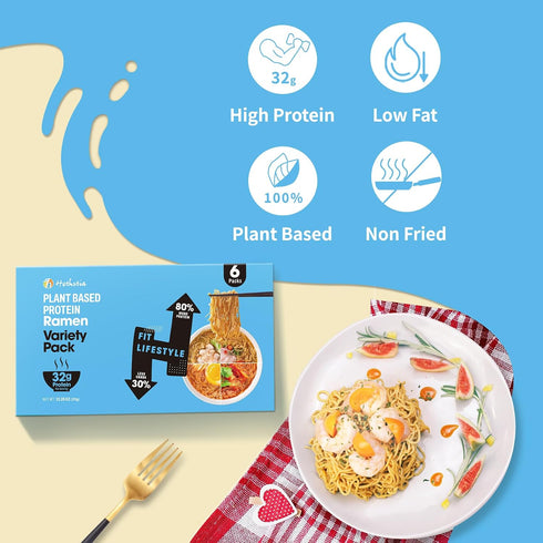 6-Pack 10-Pack Hethstia High-Protein Ramen Variety and Konjac Jelly Peach Flavor Drinkable Snack, Squeeze Pouches