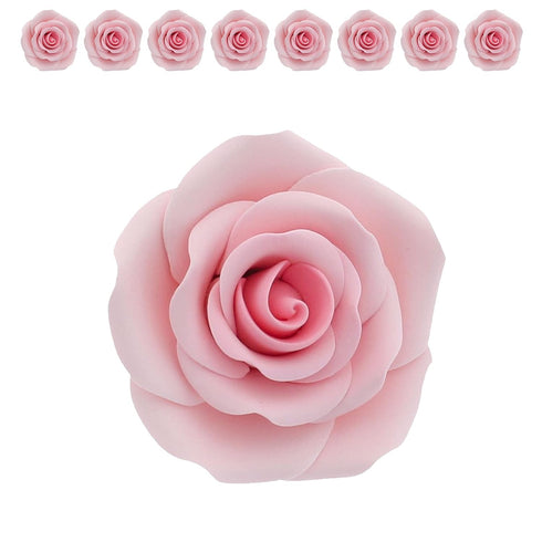 8 Count Global Sugar Art Shrub Rose Pink Sugar Cake Flowers, Large Wired, by Chef Alan Tetreault
