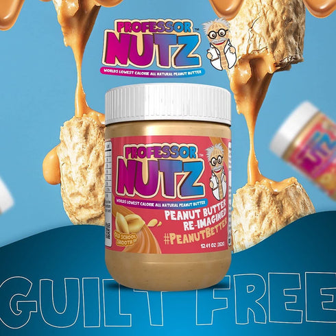 Professor Nutz 30 (12.41 Oz, Organic Peanut Butter- Low Calorie, Nut Butter, Natural Peanut Butter, Natural Fiber