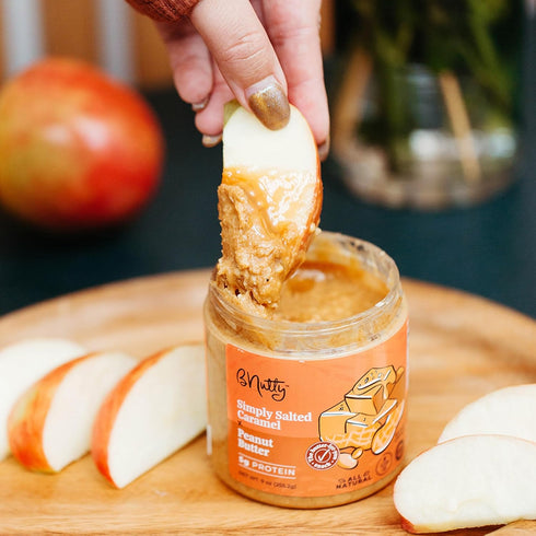 9oz 4-Pack B'Nutty Sweet & Salty Peanut Butter | Simply Irresistible Salted Caramel & Pretzel Peanut Butter |