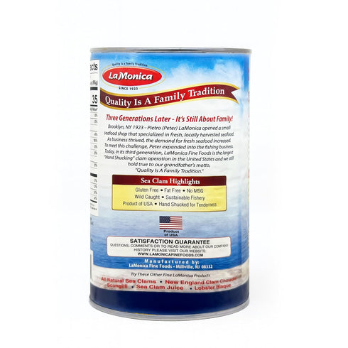 51 oz LaMonica Chopped Sea Clams Wild Caught, Fully Cooked No MSG Perfect for Clam Chowder, Pasta & Seafood Recipes