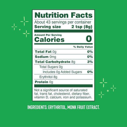 12 WHOLE EARTH Monk Fruit Sweetener with Erythritol, Plant-Based Sugar Alternative, Ounce Pouch