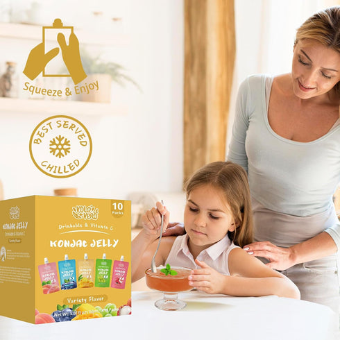 Pack, 10-Packs, VOLO VERO Konjac Jelly Pouch Drinkable Variety Low Calorie, Low Sugar, Keto, Gluten Free, Vegan Fruit